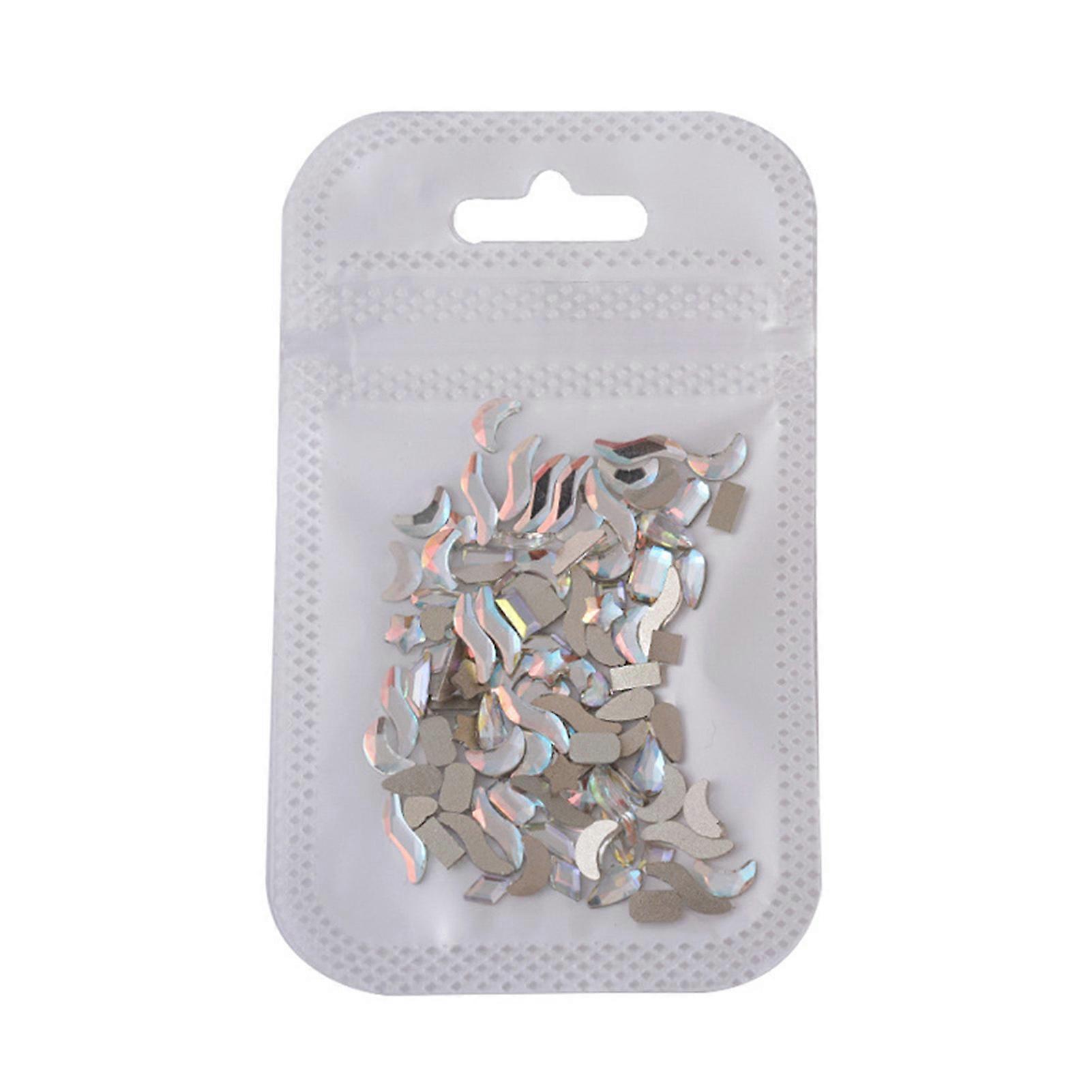 100Pcs/Bag Nail Rhinestone Flat Back Diverse Styles Easy Paste Shining Nail Decoration Faux Crystal Irregular Shape Nail Art Charm Craft Supplies