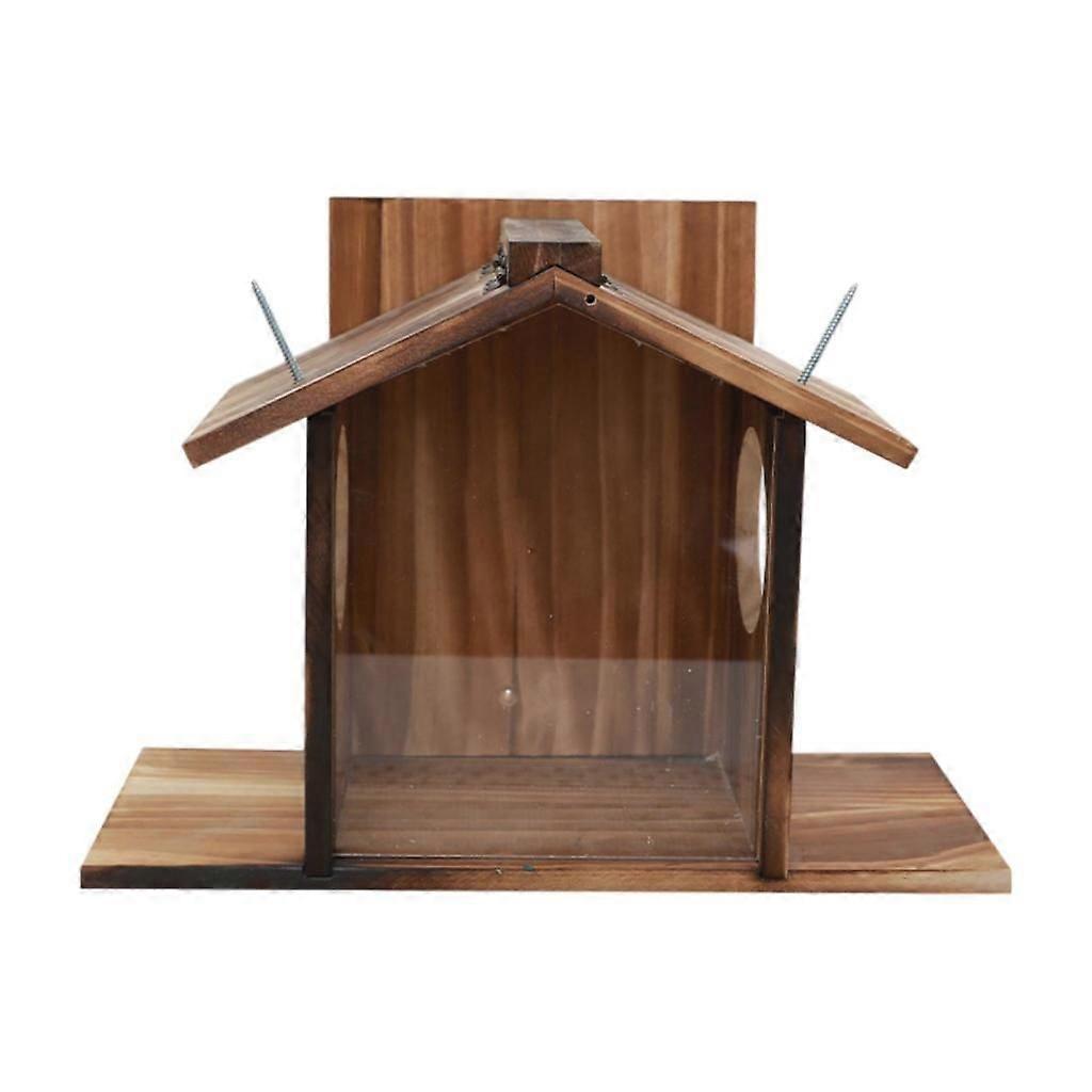 Wood Hamster Feeder Funny Easy to Fill Chipmunk Feeder for Nuts Patios Trees