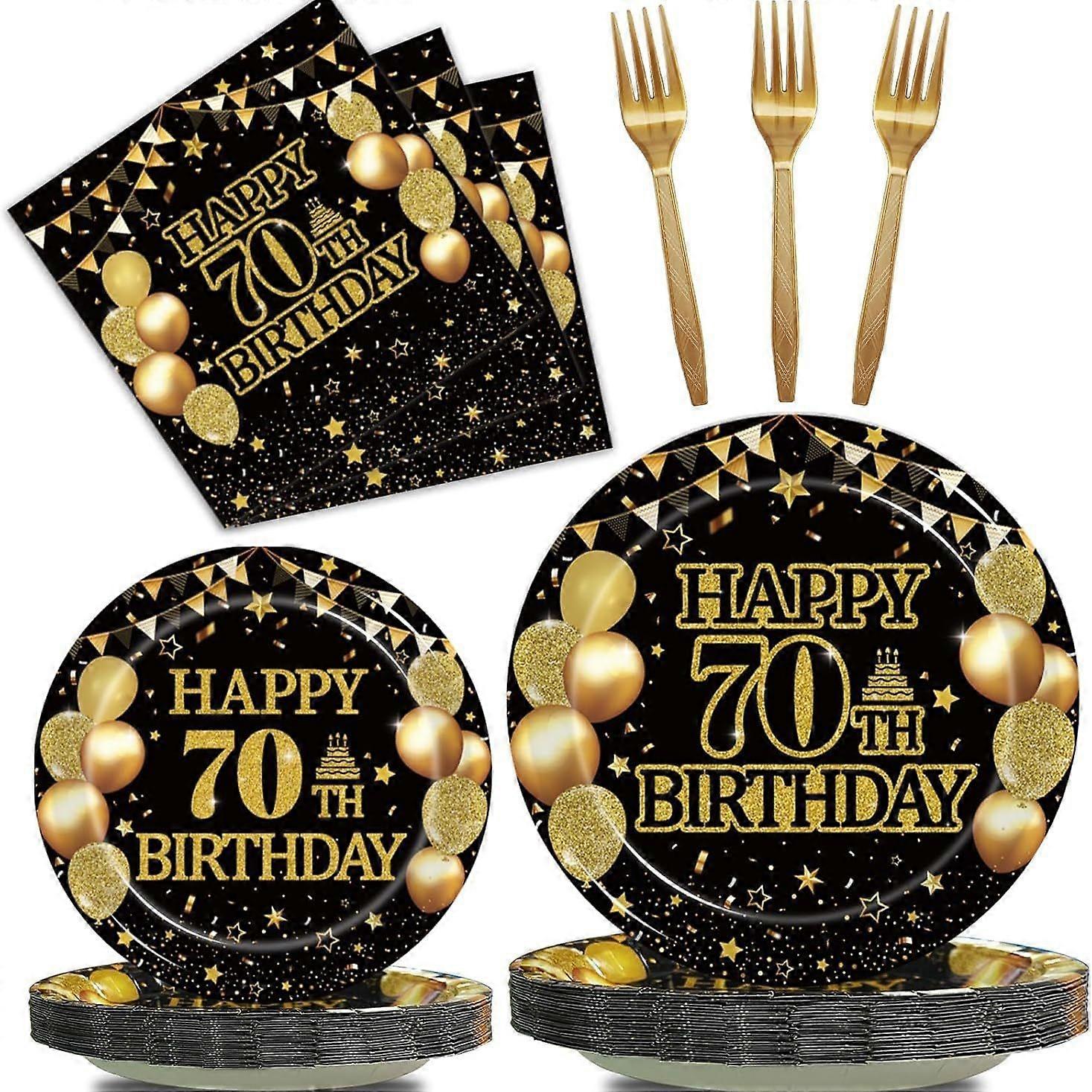 عبر الحدود الساخنة بيع الذهب الأسود 70th عيد ميلاد اللوازم حفلة لوحات ورقية والمناشف الورقية مجموعة زينة الديكور للحفلات