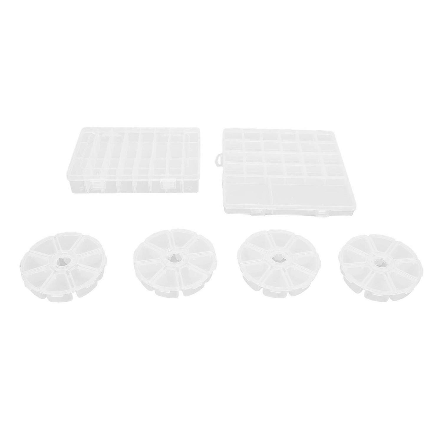 6pcs Clear Plastic Organizer Box with Removable Dividers Flip Lid Design Beads Organizer for Beads C