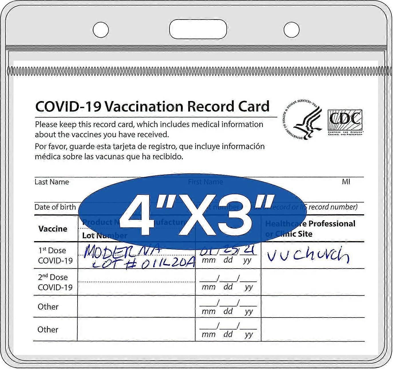 Cdc Vaccination Card Protector, 4 X 3" Immunization Record Vaccine Card Holder, Plastic Clear Id Card Holder Name Tags Badge Holders With Waterproof T