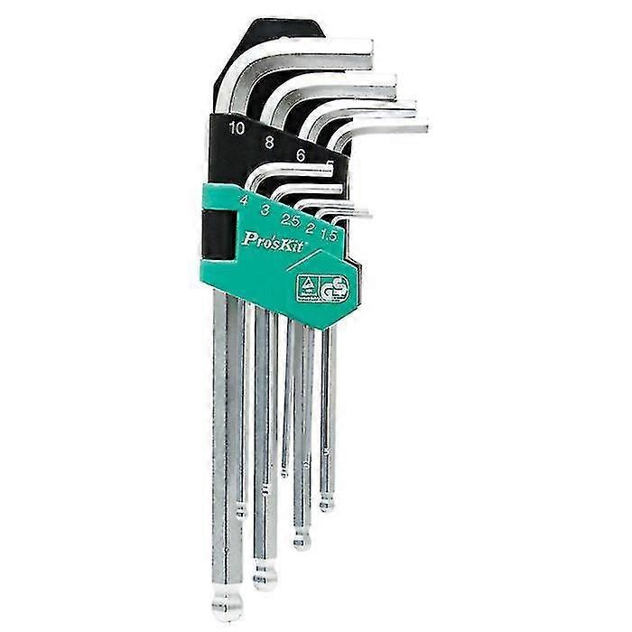 Ball Head Short Hexagon Wrench Set, 9 Pcs, Green