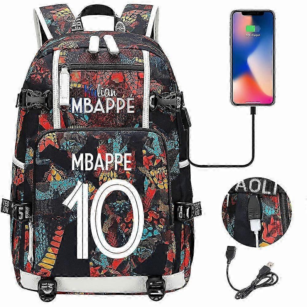 Mbappe NO.10 patterned printed backpack, student backpack, large capacity travel bag, computer bag Style 21