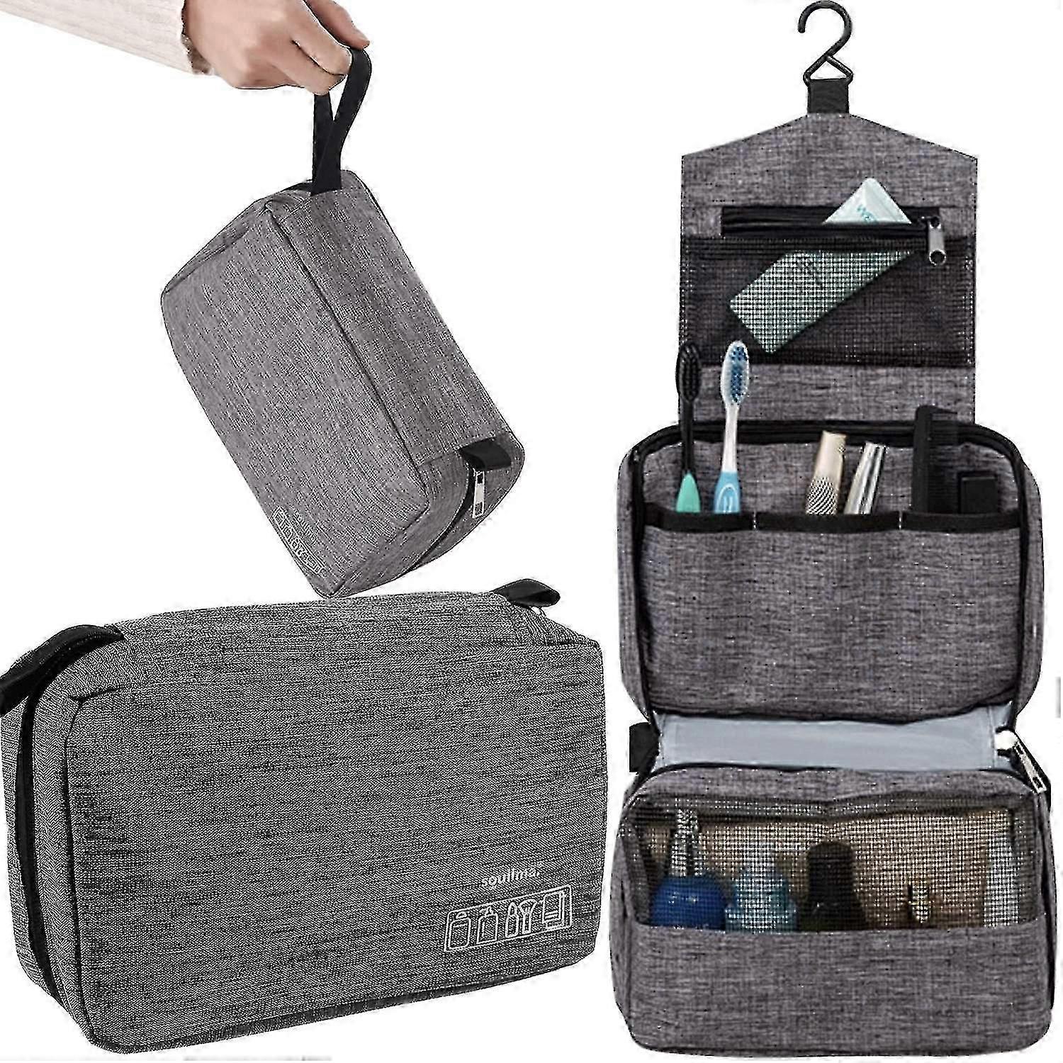 Men's Hanging Toiletry Bag - With Hook - Grey