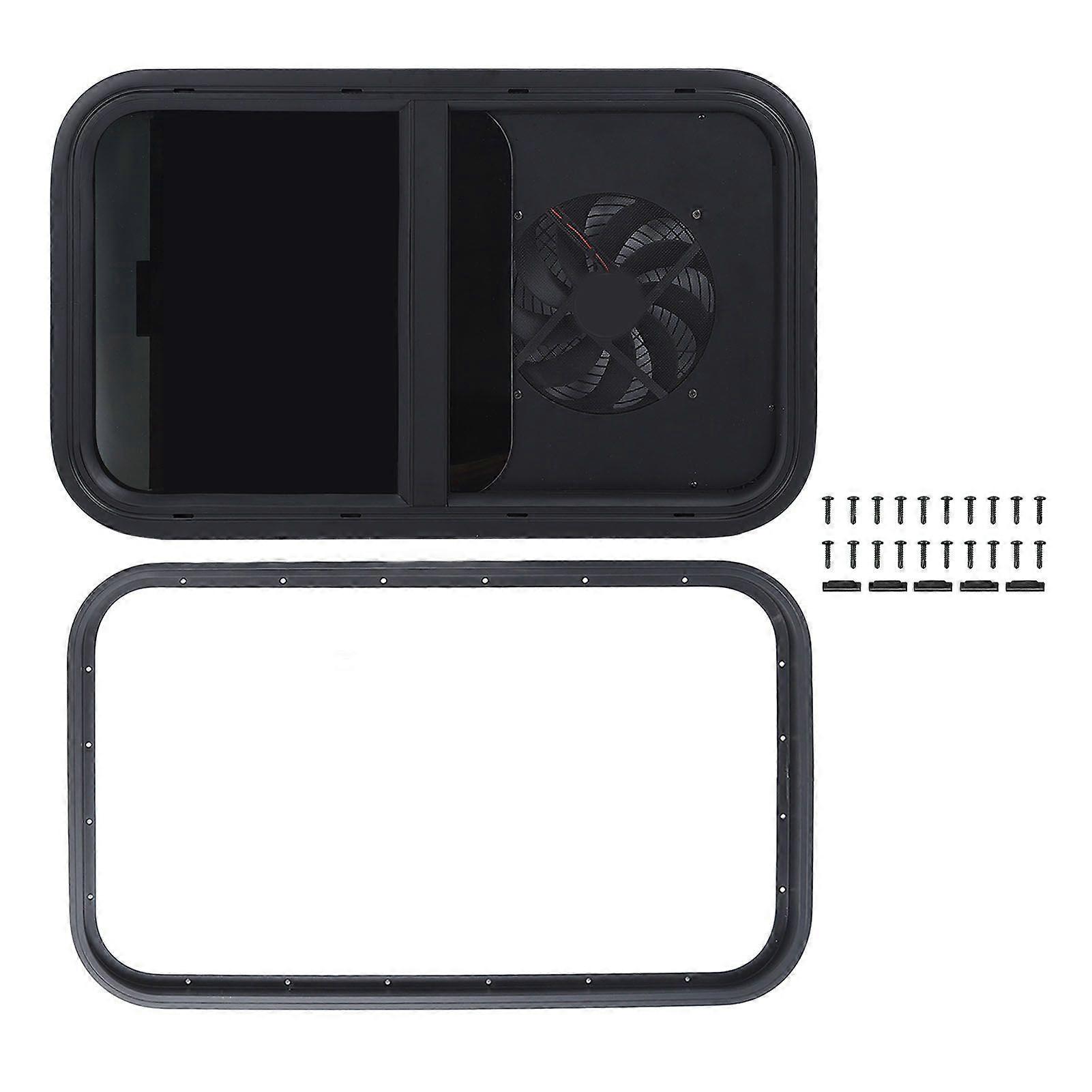 28 X 16 Inch RV Sliding Window with 12V Exhaust Fan Waterproof UV Resistant Aluminum Alloy Tempered Glass Window MK9994