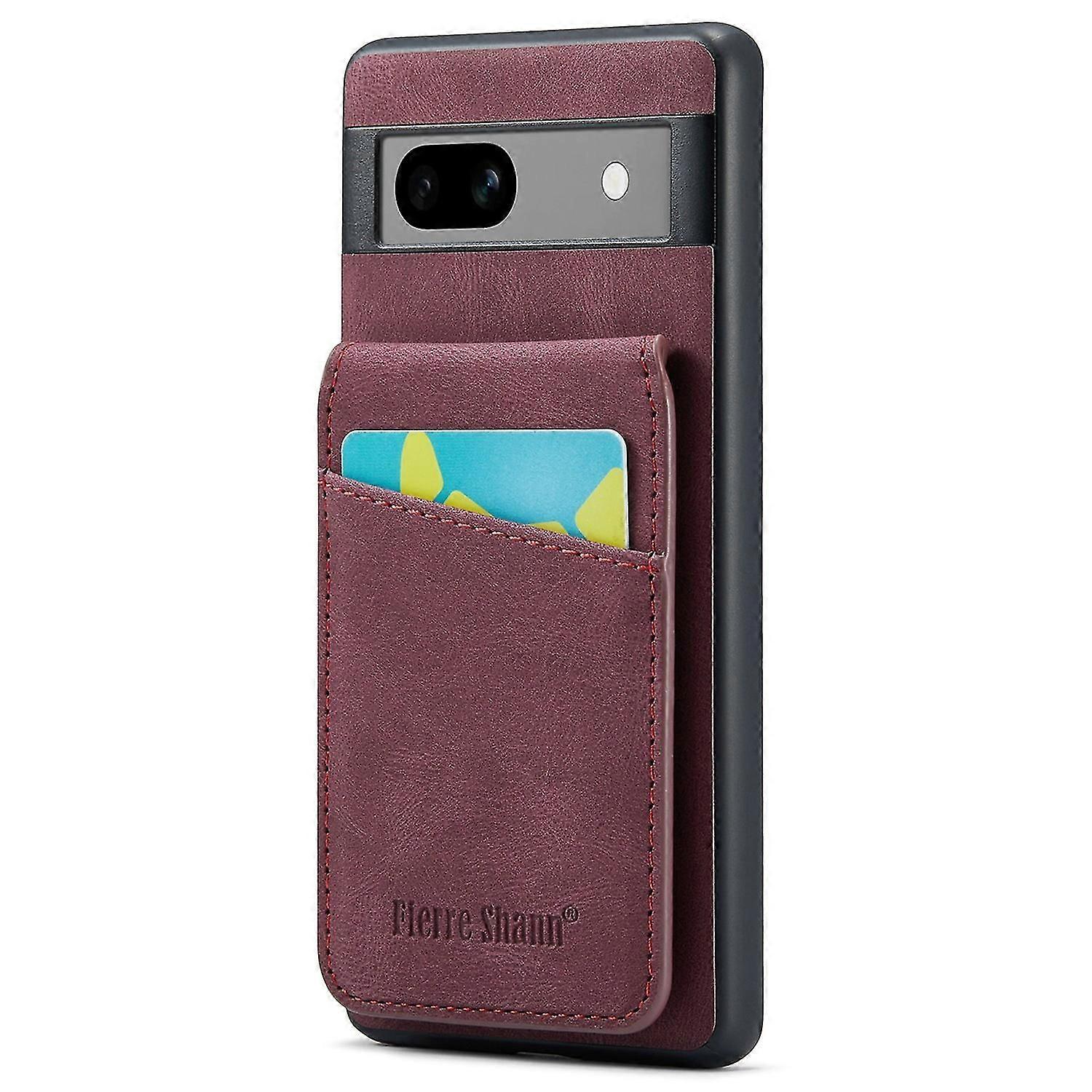 FIERRE SHANN For Google Pixel 8 Cell Phone Case Kickstand Design PU+TPU Cover - Purple