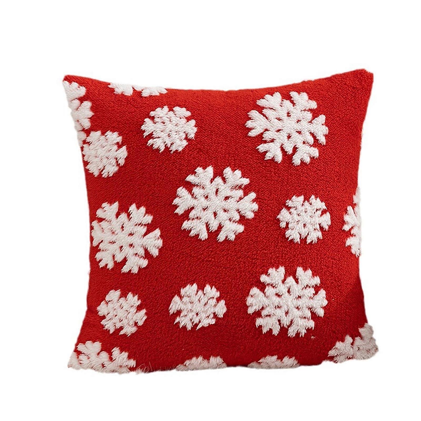 Christmas Snowflake Plushie Pillowcase Comfortable Easy Washing Cushion Cover for Sofa and Bed Decoration Style 9