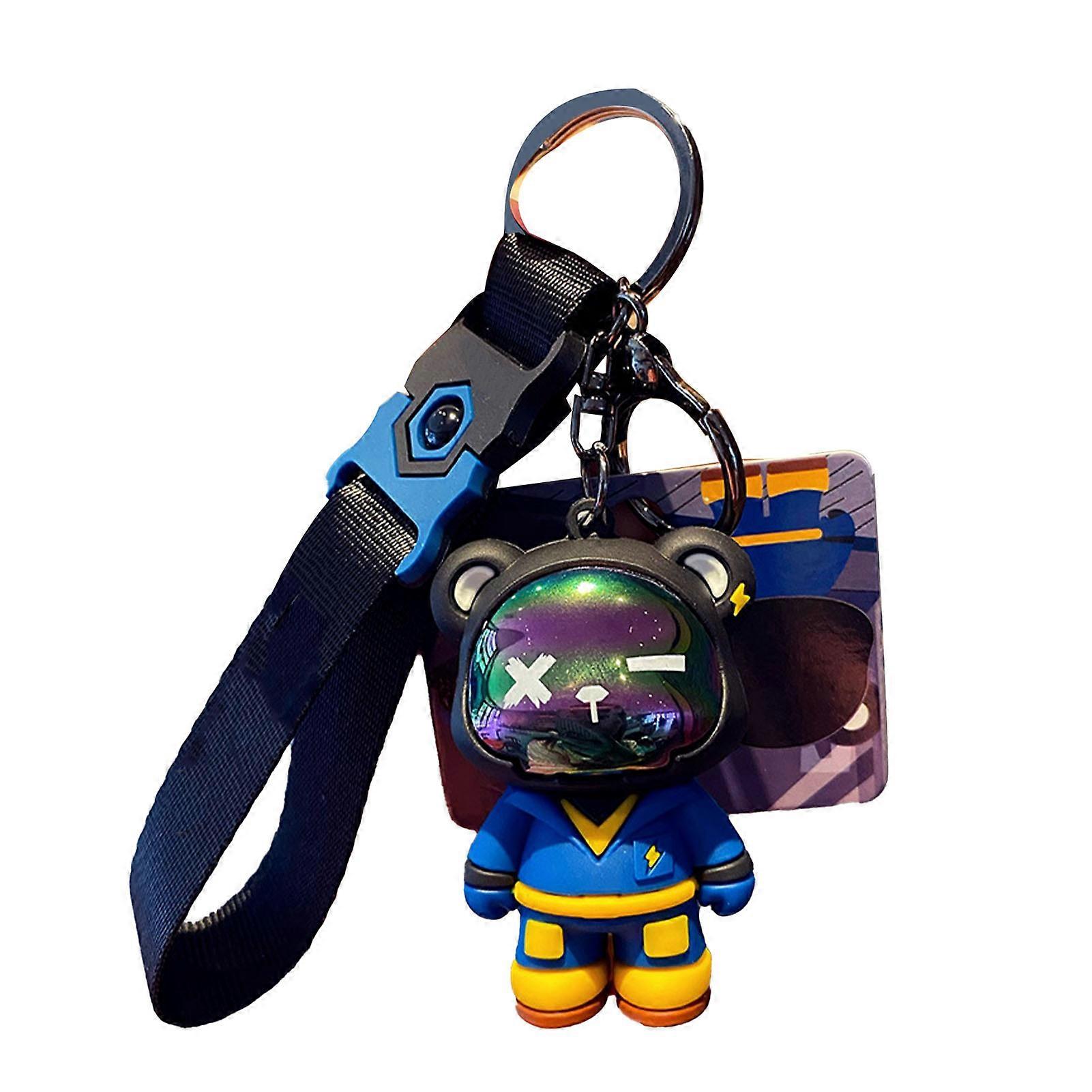 Bear-Shaped Keychain with Printed Strap, Fun and Fashionable