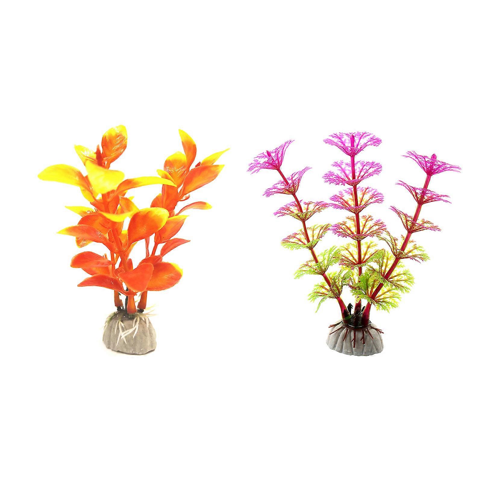 2 Adet Yapay Yapraklar Dekoratif Bitki Kaplumbağa için Yeşil DekorlarTank Süsler AquaTerrariums Bitki için Çiçek Bitki