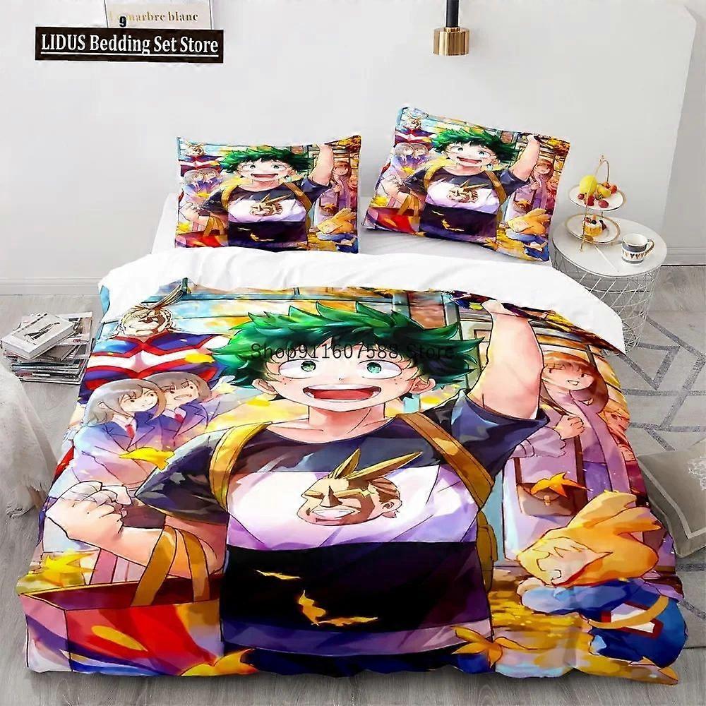 v1348 Prześcieradła Nowy zestaw pościeli Anime My Hero Academy Postacie z anime Zestaw poszewek na kołdrę Zestaw pościeli kołdry Queen King Size Boys Home Textile 3-częściowa pościel