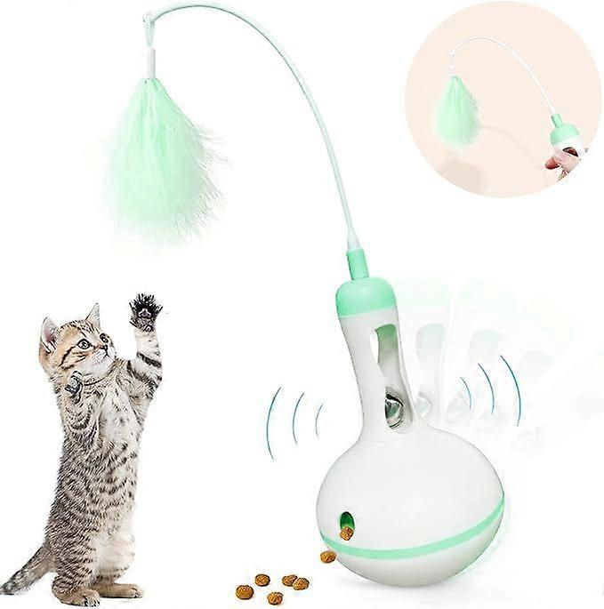 Interactive Cat Tumbler Ball with Ball and Feathers,Teasing Cat Toy,Feather Toy with Cat Bell,Interactive Cat Toy,4 in 1 Rotating Interactive Toys for