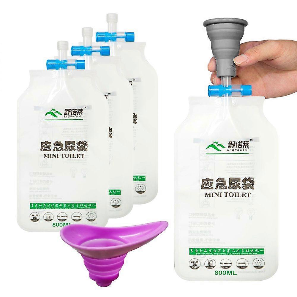 Portable Outdoor Travel Car Use Urine Bottle Urinal Funnel Tube Soft Silicone Urine Collector Urination Device Stand Up & Pee Toilet Tools for Childr