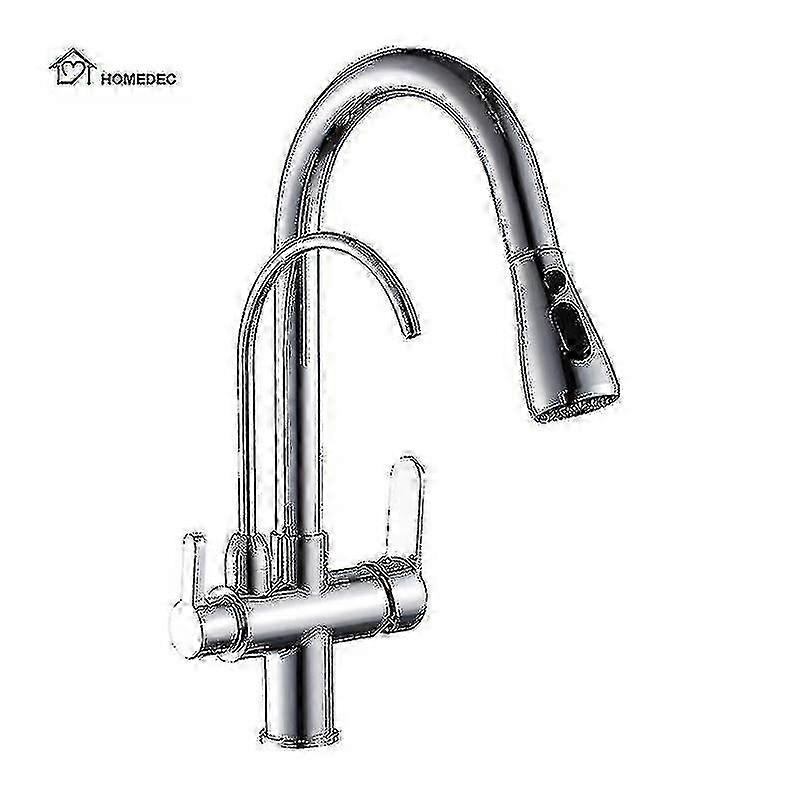 Modern 3-Way Pull-Out Kitchen Sink Faucet with Filter - Matt Black Chrome Finish for [Brand A]