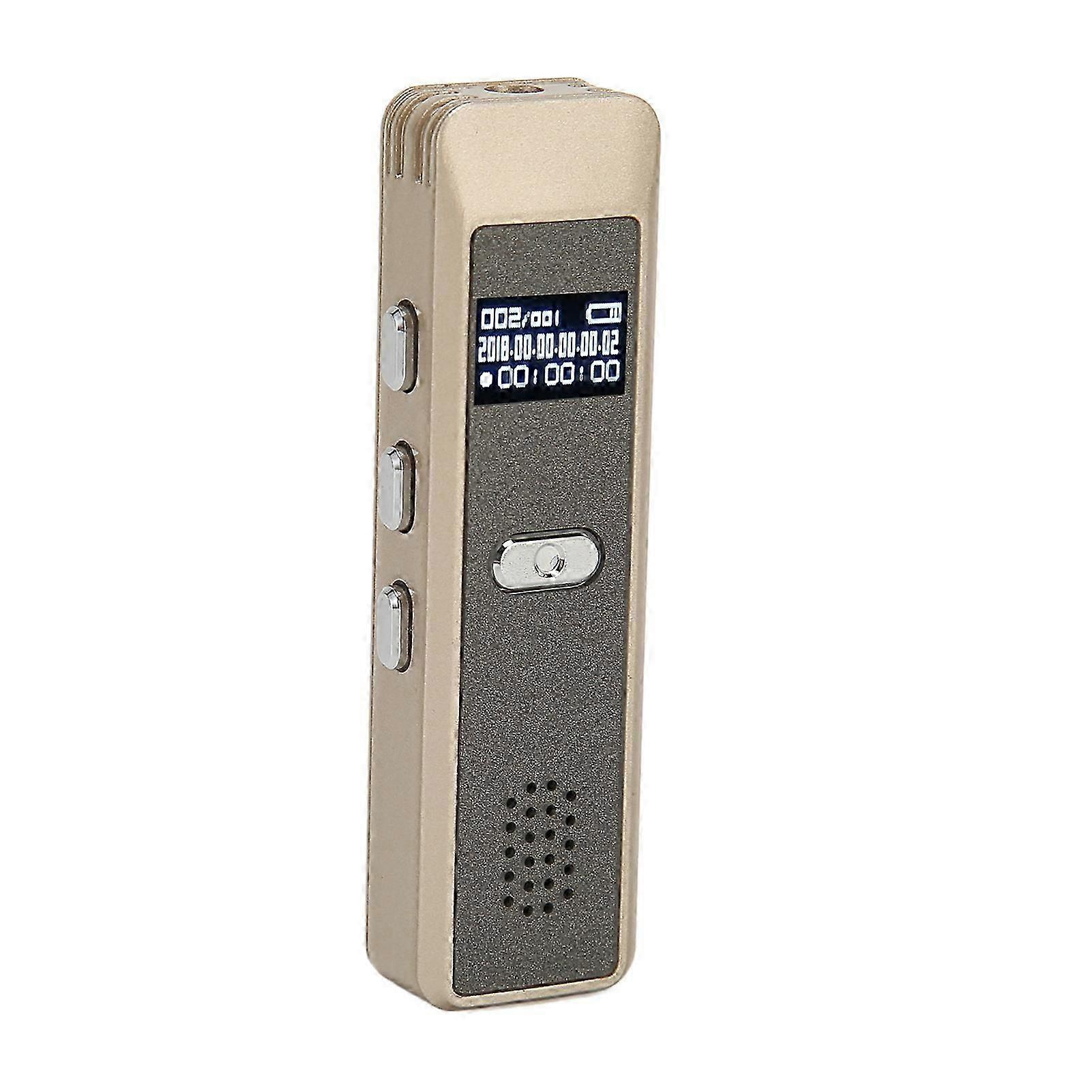 Voice Activated Recorder AI Intelligent HD Noise Reduction MP3 Player Mini Voice Recorder Gray Mirror Surface Gold Shell 16GB YEMMA