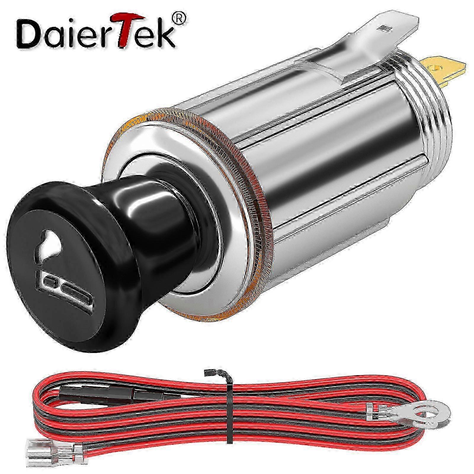 DaierTek 12V Cigarette Lighter Socket with Eject Button Cigarette Lighter Plug Car Cigarette Lighter Replacement Auxiliary Power