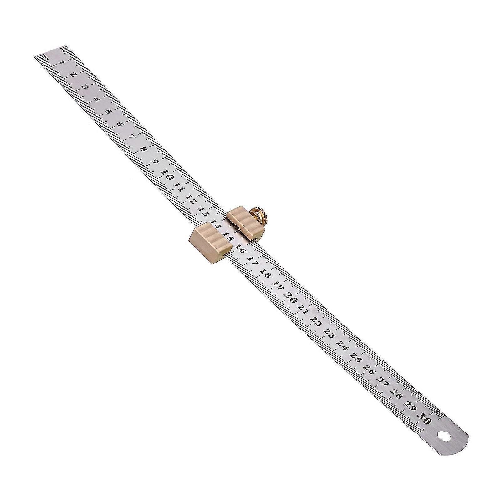 Woodworking Ruler Stainless Steel Gauge Brass Scribe Positioning Block Measuring Tools