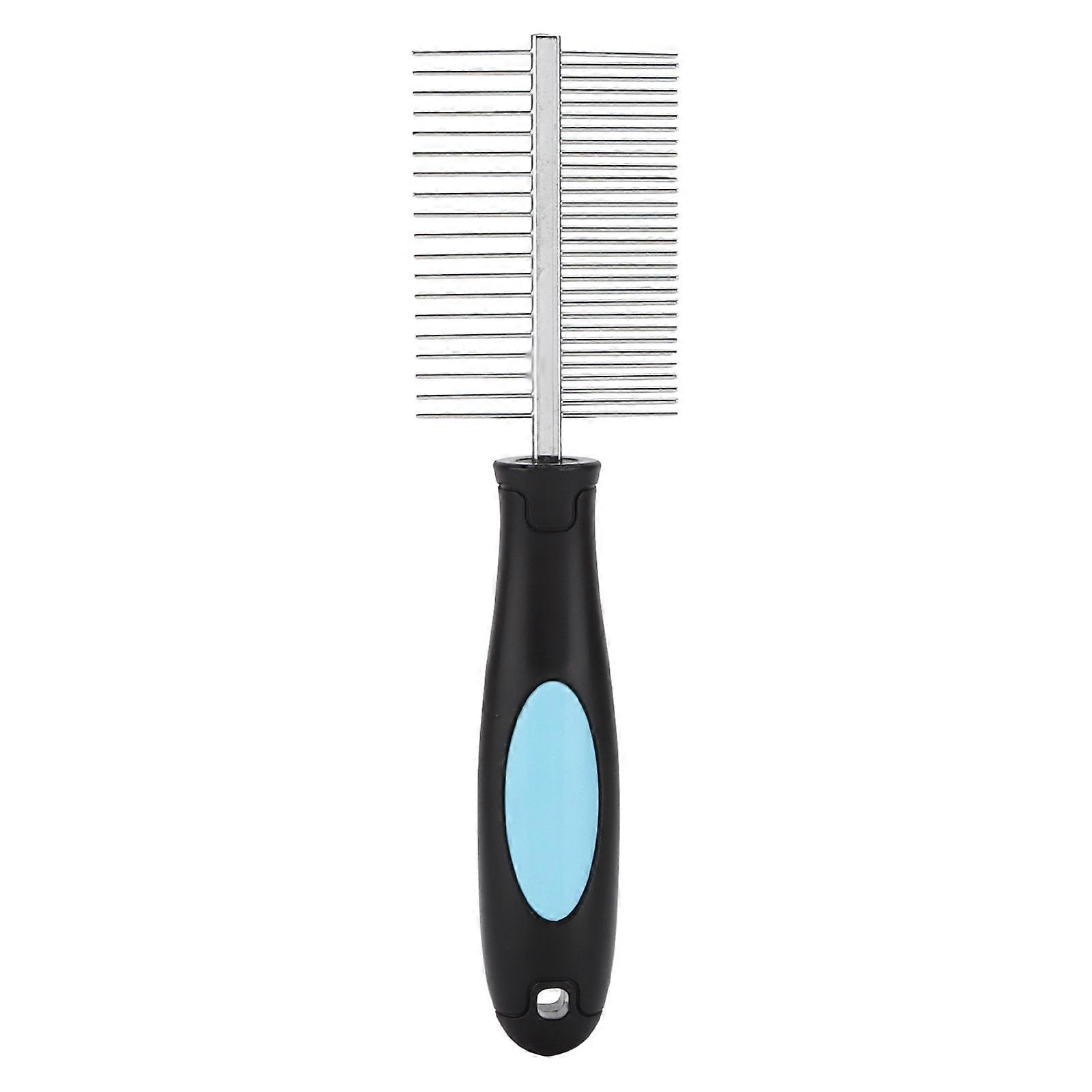 Dog Double-Sided Comb for Cats and Dogs, Blue Pet Grooming Tool, Knot Remover, Open Comb Design, Durable Material