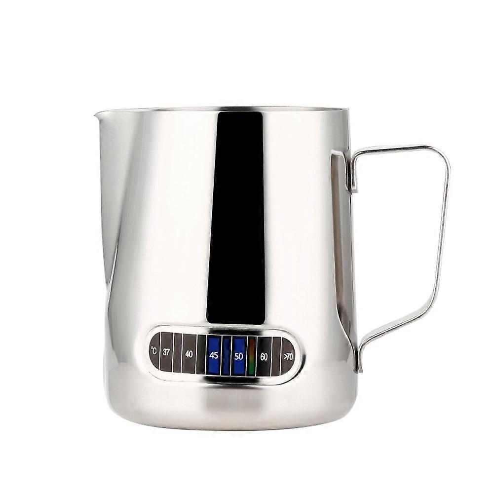 600ml Stainless Steel Coffee Milk Frothing Pitcher with Built-In Thermometer for Barista-Quality Foam and Precise Temperature Control