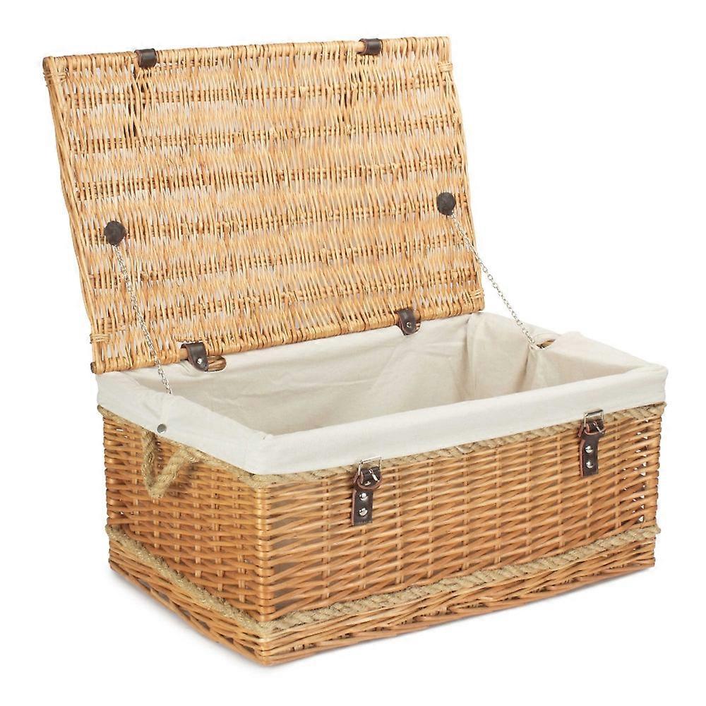 62Cm Roped Handled Buff Willow Wicker Picnic Basket
