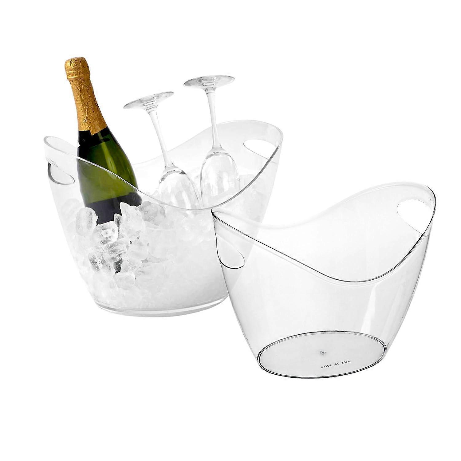Clear Acrylic Ice Bucket Two Pack 4 Liter Capacity for Party Drinks and Bar Supplies
