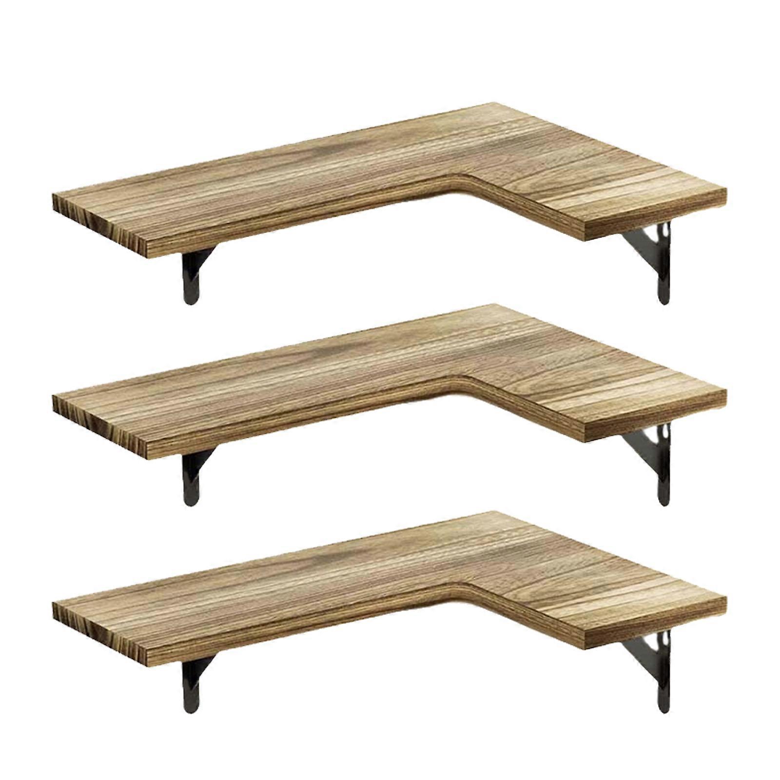 Space Saving Corner Wall Shelves Modern Corner Wall Mounted Shelves Delicate Wood Floating Shelves for Decoration