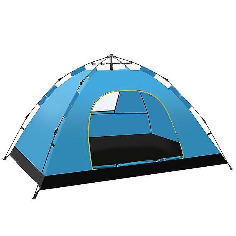3-4 Person Double Layer Rainproof Outdoor Camping Shelter Tent for Fishing Hunting Travel Adventure and Family Party Green Blue