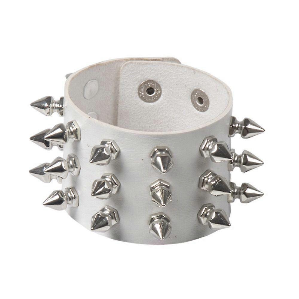Adjustable Pu Leather Studded Bracelet Gothic Cuff Bangle Fashion Black Wristband