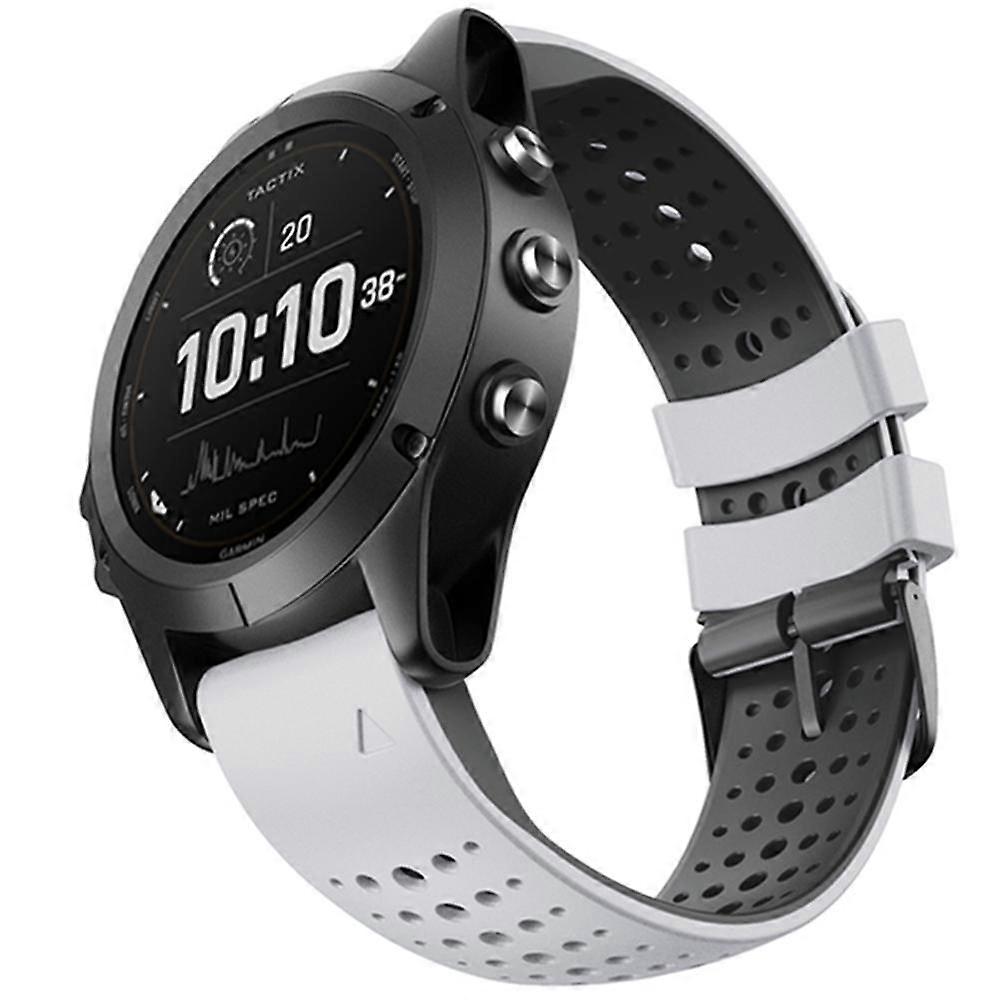 Kalebol Breathable Two-color Silicone Watch Band For Garmin QuickFit 26mm