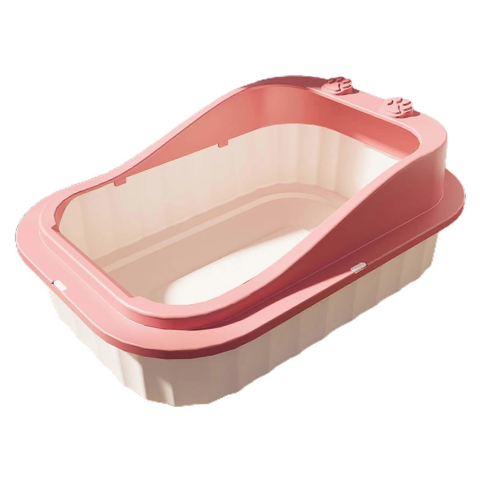 Cat Kitty Litter Tray Low Profile Cat Litter Container Easy to Clean Semi Closed