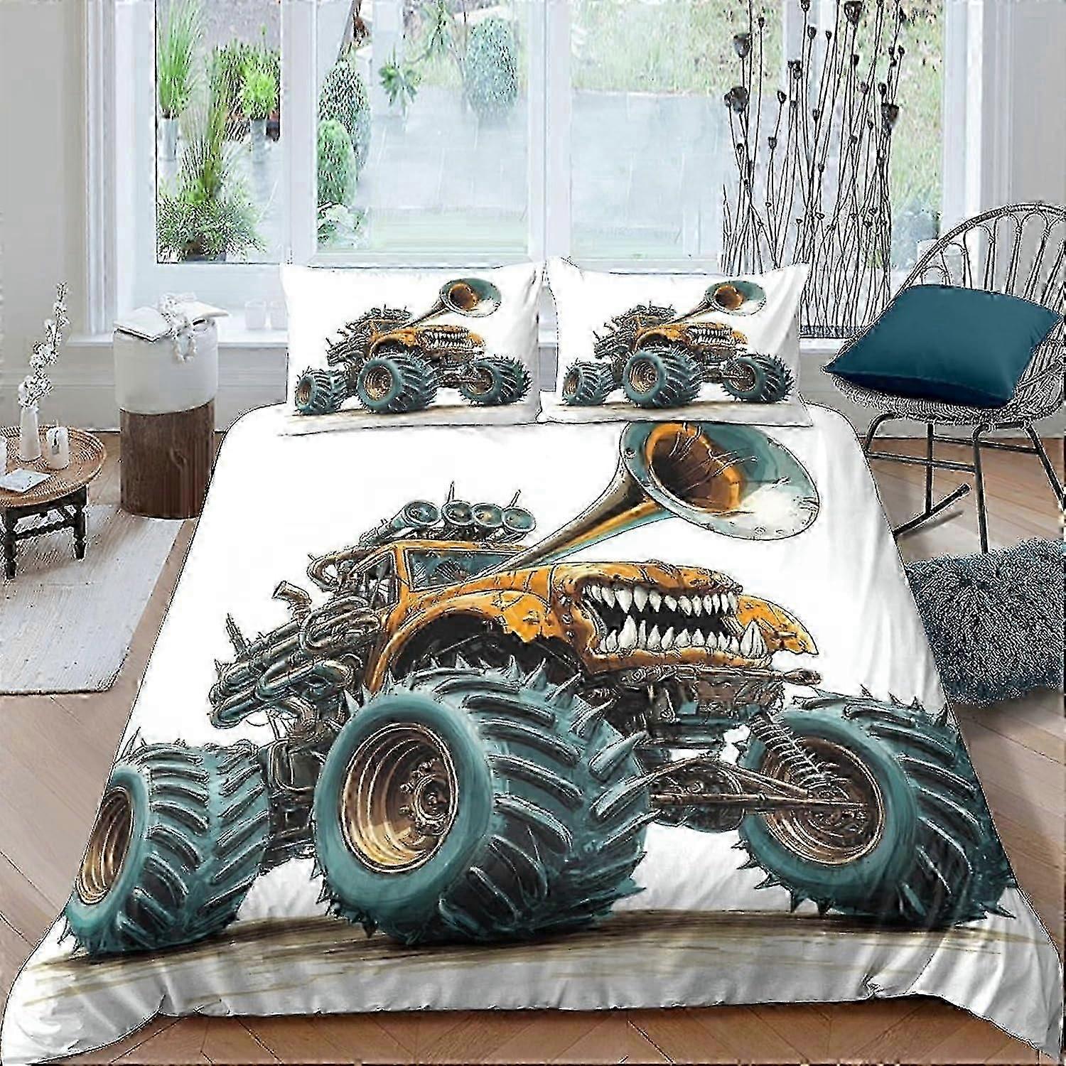 J33 Lençóis 3D Iron Maiden 3 Pcs Conjunto de capa de edredão para meninos Conjunto de capa de edredão Super Soft Microfibra Cama Edredom e travesseiro Conjunto de lençóis BBA33