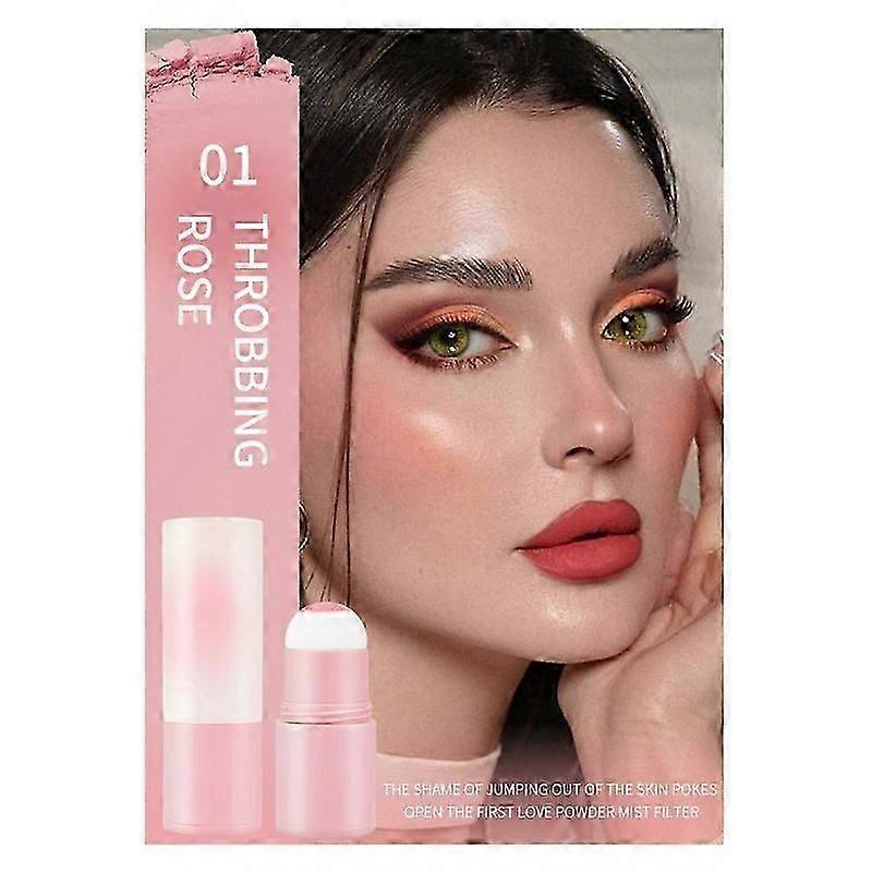 Blush Stick with Sponge Brush, Blush Powder for Cheek Blusher, Long Lasting Matte Blush Waterproof Lightweight Face Blush Makeup for Women