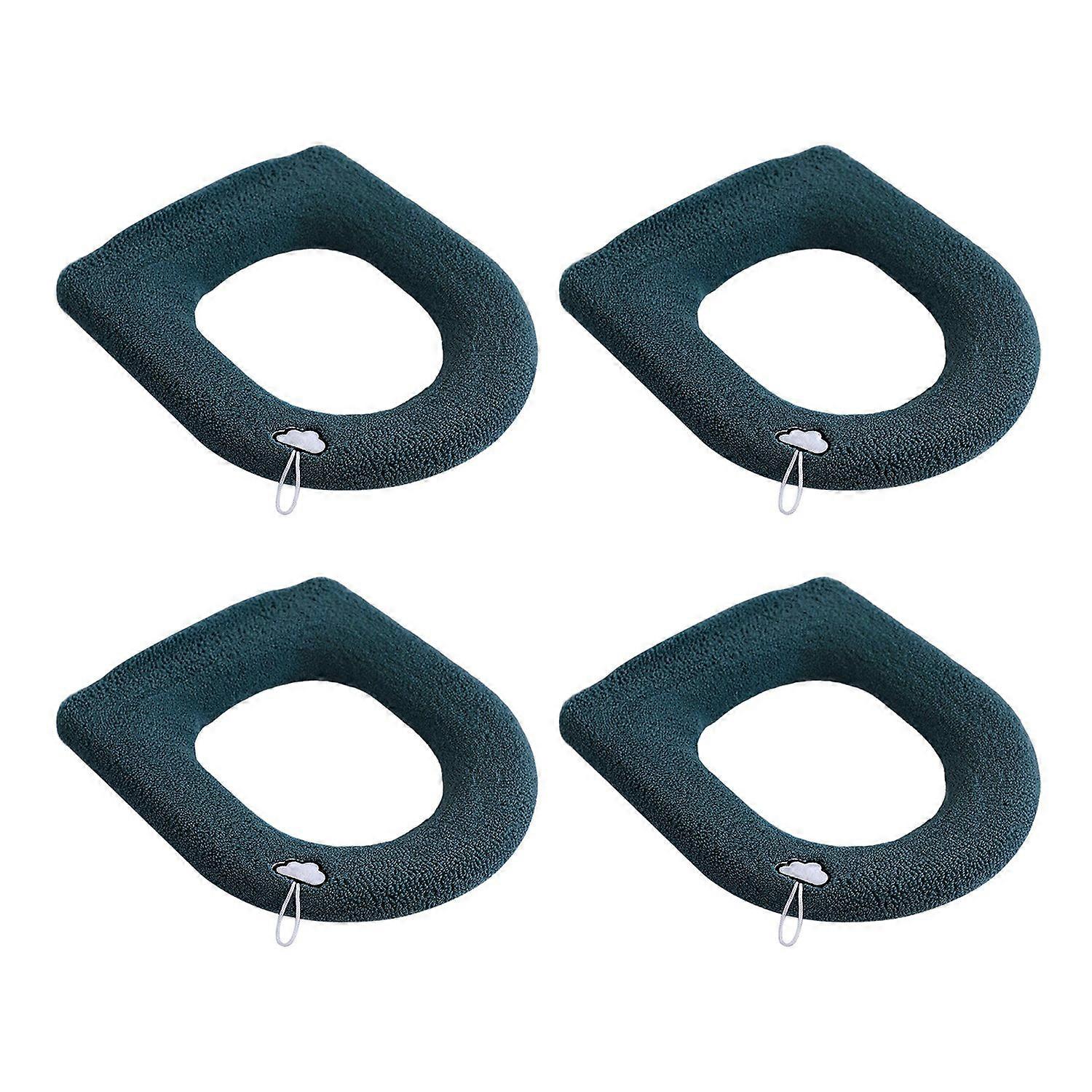 4Pcs Toilet Mat Seasonal Warmth Easy to Clean Elastic Toilet Seat Covers Cloud Pattern Design Quick