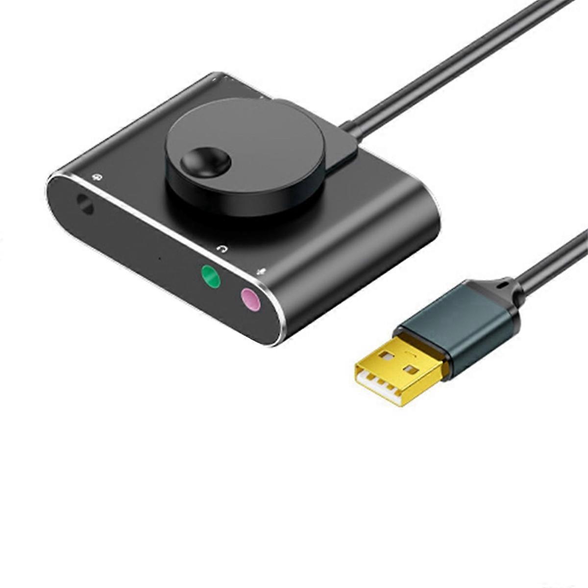 USB External Sound Card 3.5 mm Headset Microphone Port Driver-Free Audio Converter for Desktop and N