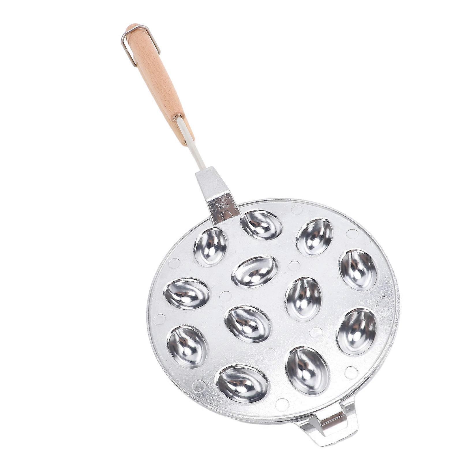 Walnut Cookie Maker 12 Holes Anti Stick Aluminum Alloy Composite Wood Nut Cookie Shaped Maker Pan for Cakes Egg Waffle Silver