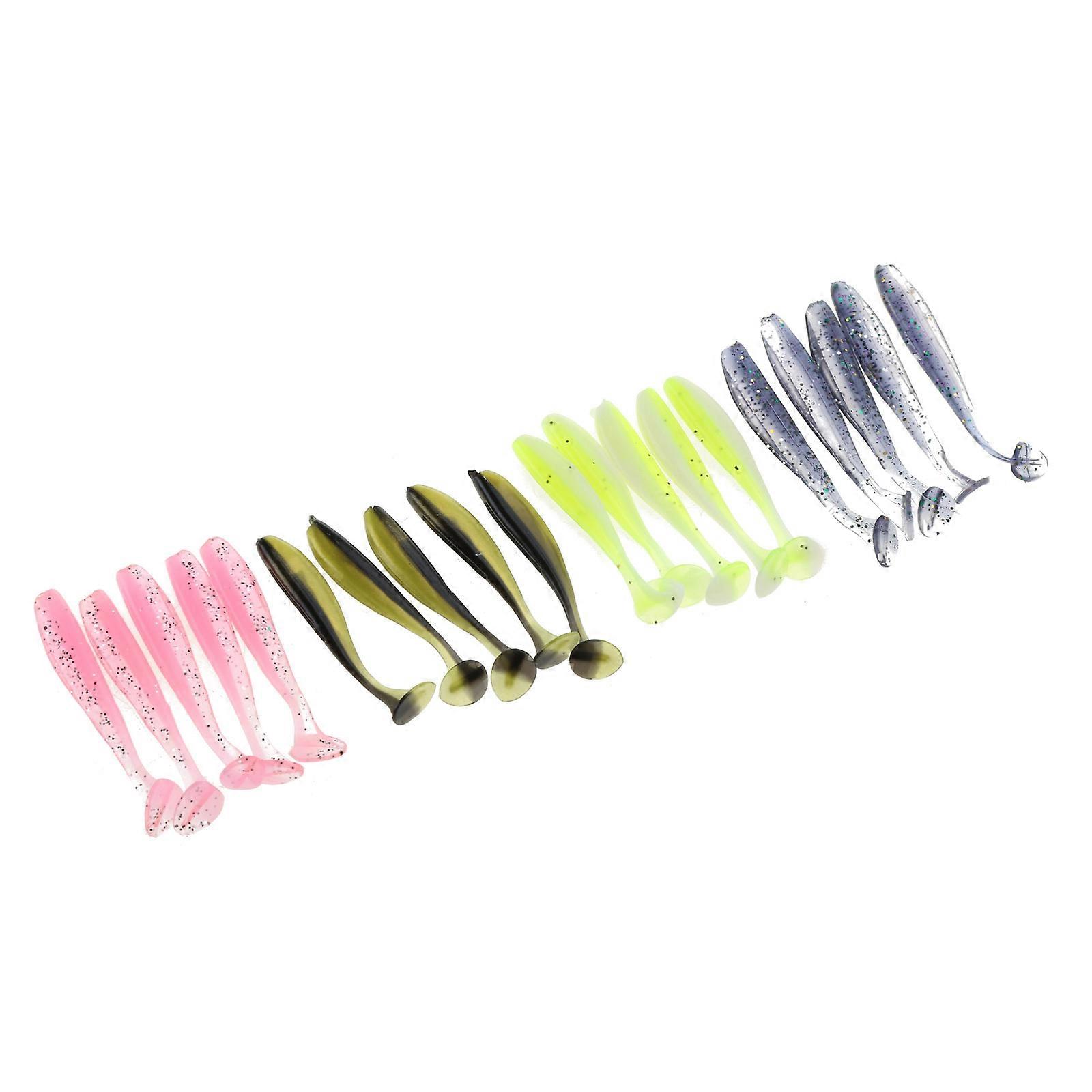 Weiches Kunststoff-Paddel-T-Tail-Köder-Set, schwimmender Silikon-Swimbait Curved Tail Angelköder, Angeljigs mit Angelbox 5,5 cm