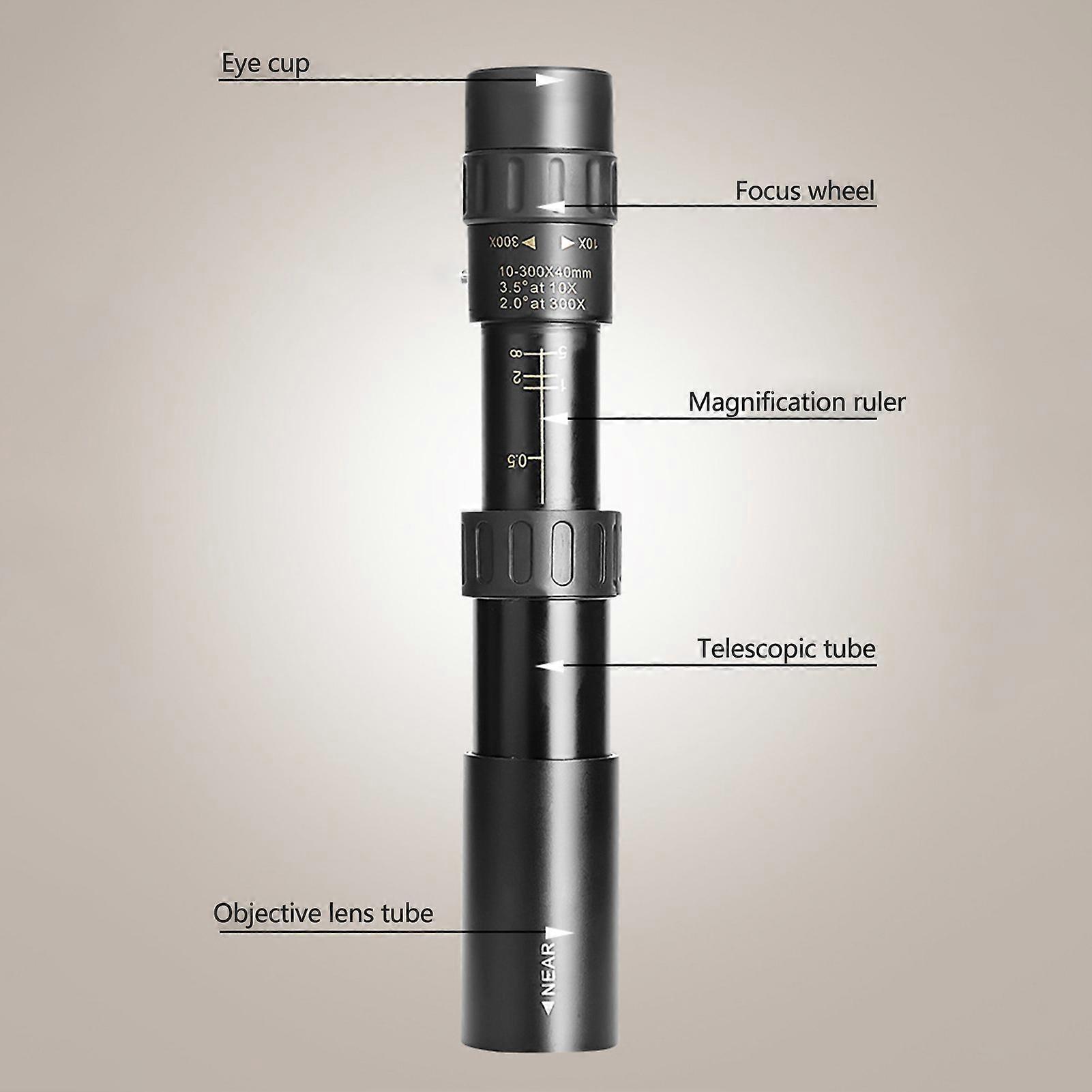 10-300X40mm Monocular Telescope with Smartphone Holder Tripod for Bird Watching Hunting Camping Hiking Travelling