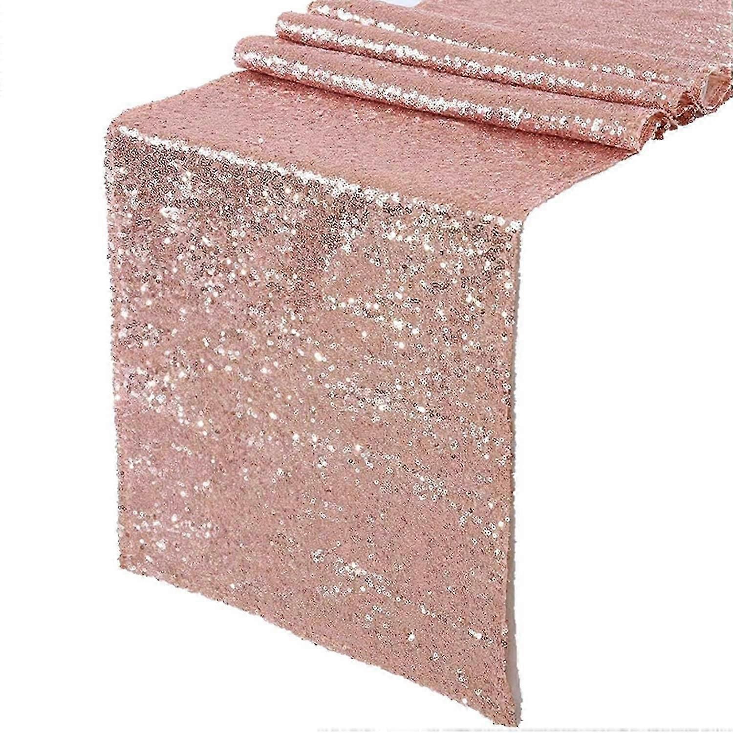 Sparkly Rose Gold Sequin Table Runners 12X108 Inch Shimmer Table for Wedding Party Anniversary Birt