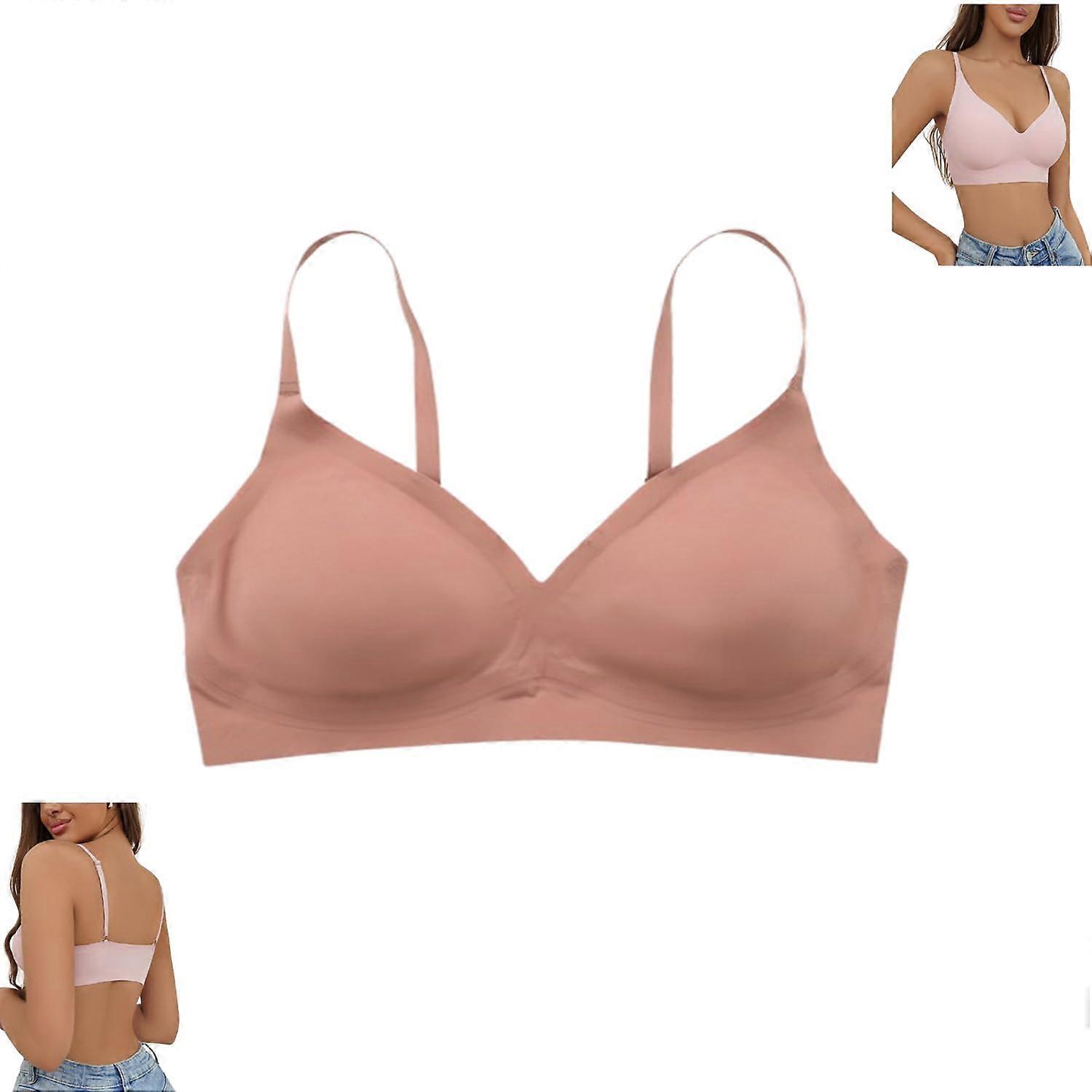 Womens Seamless Bra Full Coverage Wireless Push Up Bra for Women (Apricot,Medium)