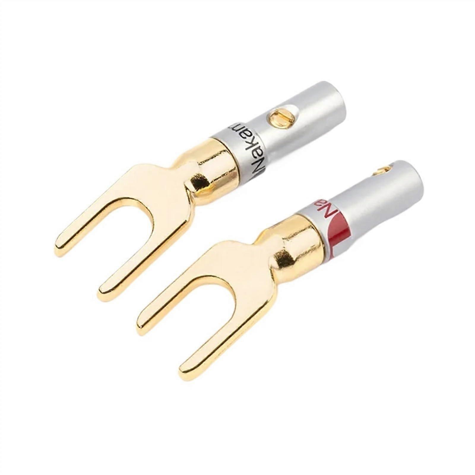 8pcs Banana Y/U Spade Pure Copper Plated Gold Y U-Shaped Speaker Connector Audio Terminal Post Adapter(1 Package)