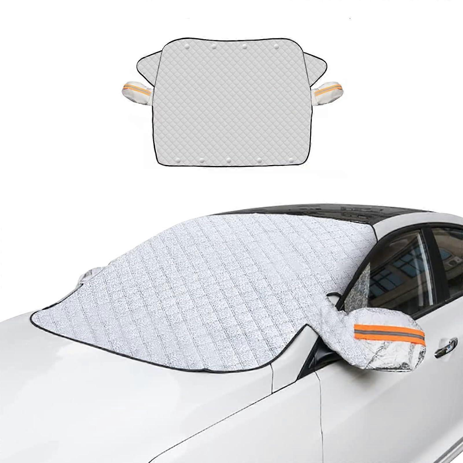 Car Windshield Snow Cover, Magnetic 4-Layer Protector for Frost, Ice, Sunlight, Fits Most Sedan and SUV Models with Side Mirror Protection
