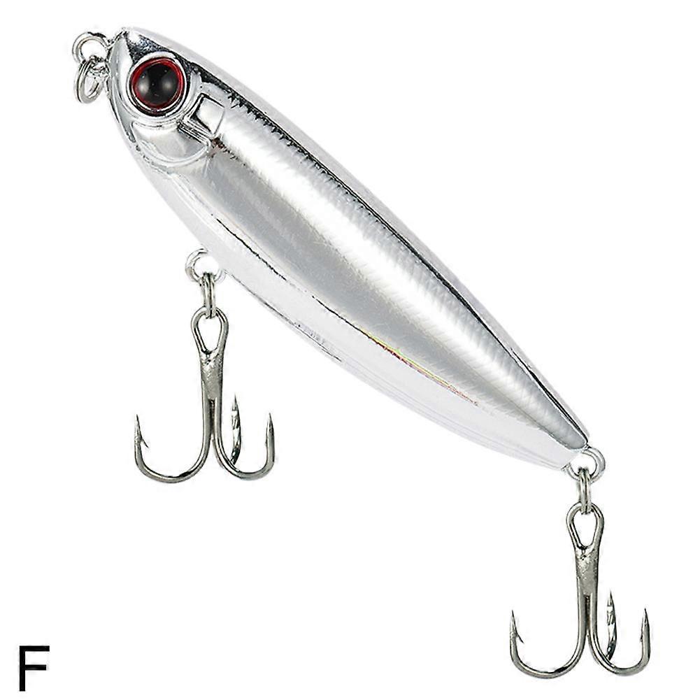 Electroplated silver 6g 6.7cm (F)$Floating zigzag dog lure water surface pencil bionic bait zigzag dog bighead carp bass fake bait