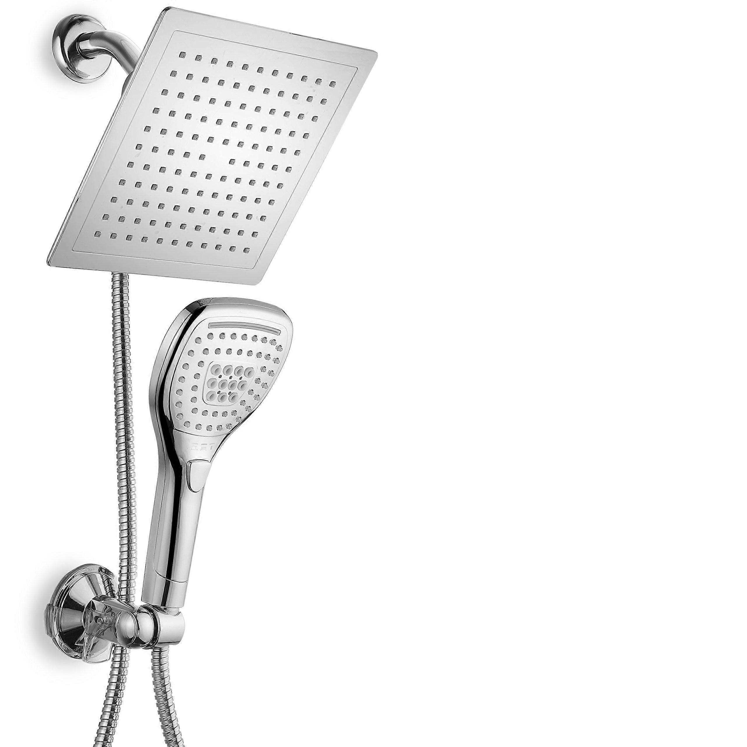 Ultra-Luxury 9 'Rainfall Shower Title/Hand Carrier Combo. Easy to work with Push-Button Flow Control button.
