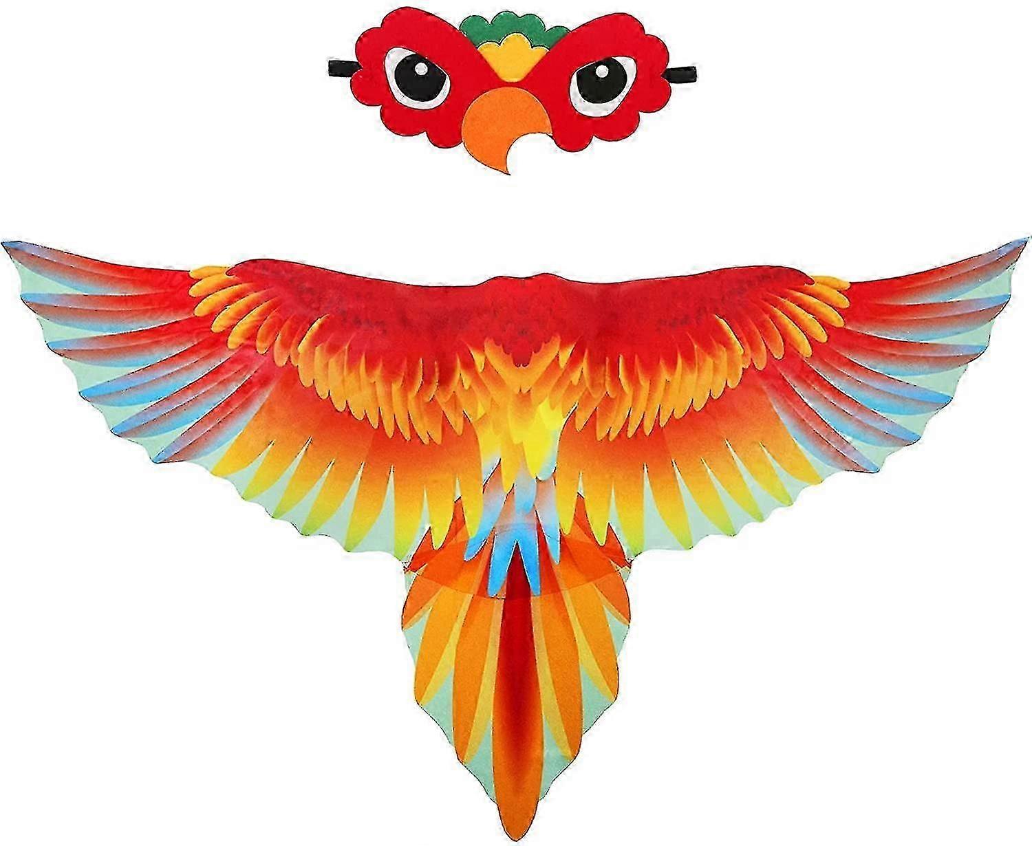 鳥の仮面を着た子供のための鳥のコスチュームオウムの羽、女の子の男の子のためのワシのドレスアップの羽ハロウィーンのロールプレイパーティーの記念品-2025-ss