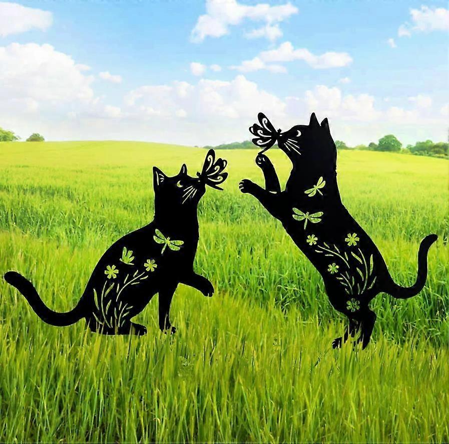 Metal Art Rooster/Kitten/Puppy/Horse Garden Stakes Decor for Outside Yard