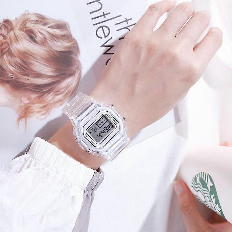 Luminous Sports Watch Digital Watch Small Square Transparent Strap IPX67 Ladies And Students Electronic Watch Gift Dropshipping