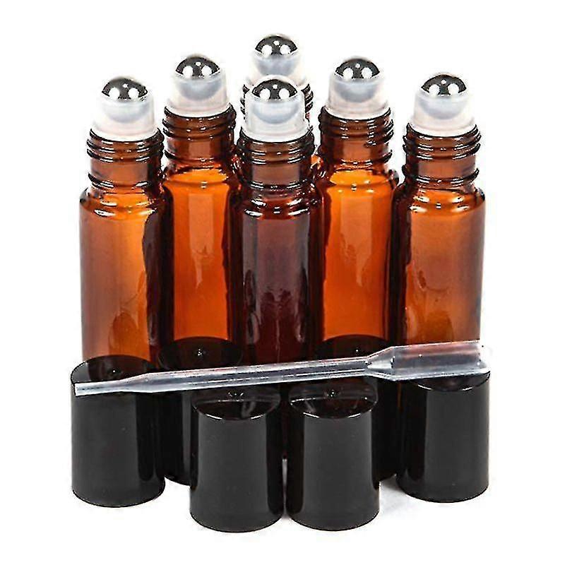 Gul 10 ml glass roll-on flasker med rustfritt stål rulleballer