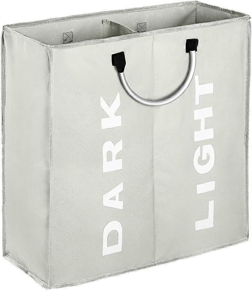 Laundry Basket Foldable Laundry Bag 2 Compartments 60L Storage Bag with Handle Waterproof Laundry Baskets Clothes for Room Hotel Dormitory 53x2353cm