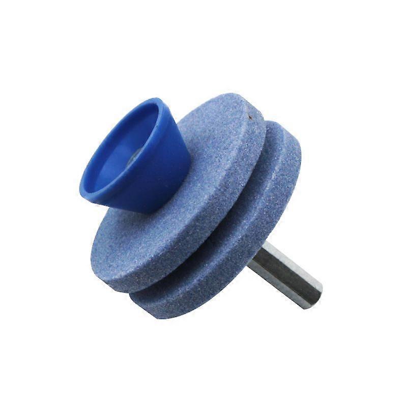 1pc Lawn Mower Blade Sharpener Double Layer Corundum Whetstone for Electric or Hand Drill Garden Tools Blue
