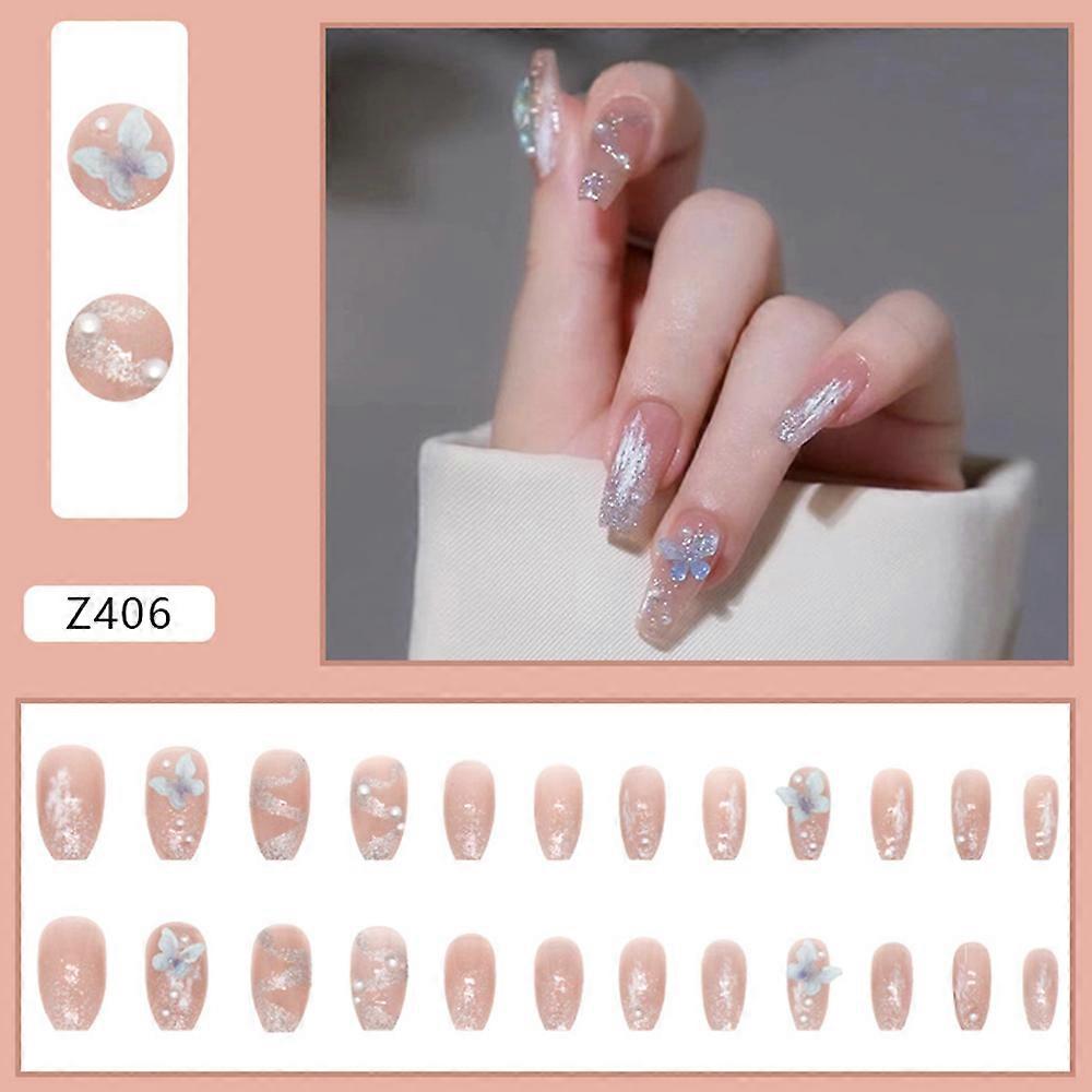 3D Decoration Press on Nail Butterfly Decor Solid Color Reusable Artificial Nail