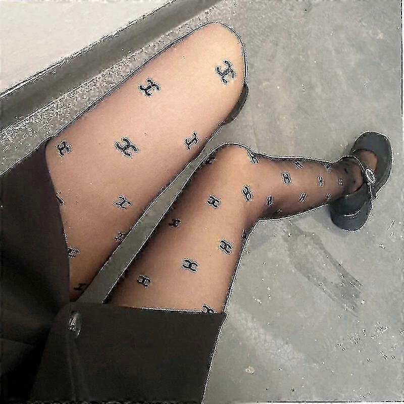 حرف مزدوج CC شفاف ضامة ضليلة طويلة جوارب شبكة صيد السمك جوارب مثيرة جوارب طويلة حزب نادي الجوارب السوداء جوارب جيدة